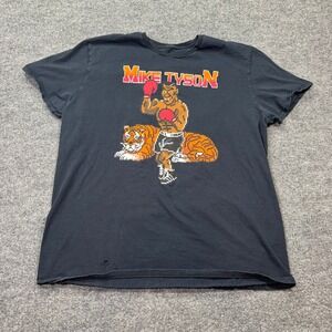 Vintage Pixel Mike Tyson T-Shirt Mens L Black‎ Tiger Boxing Retro Streetwear